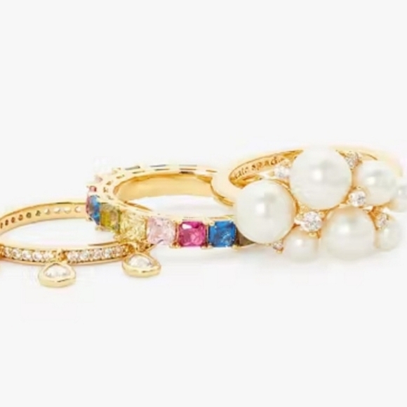 🔹️Kate Spade🔹️ Rain Or Shine Stacking Ring Set size 7 (MSRP $99) - Picture 3 of 7
